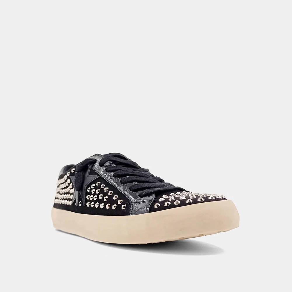 NEW SHU SHOP women's rockstar studded sneaker in black